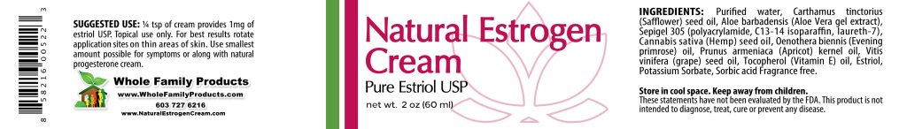 Natural Estrogen 2 oz Jar Product Label