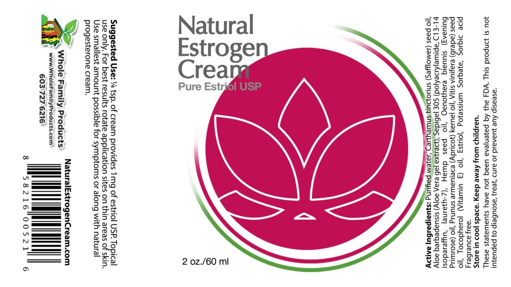 Natural Estrogen Cream 2 oz Pump Product Label