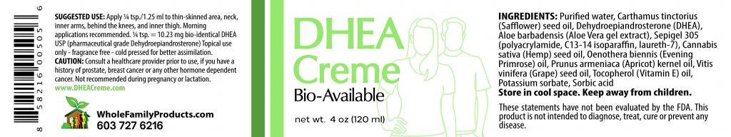 Dhea Creme 4oz Fliptop Label
