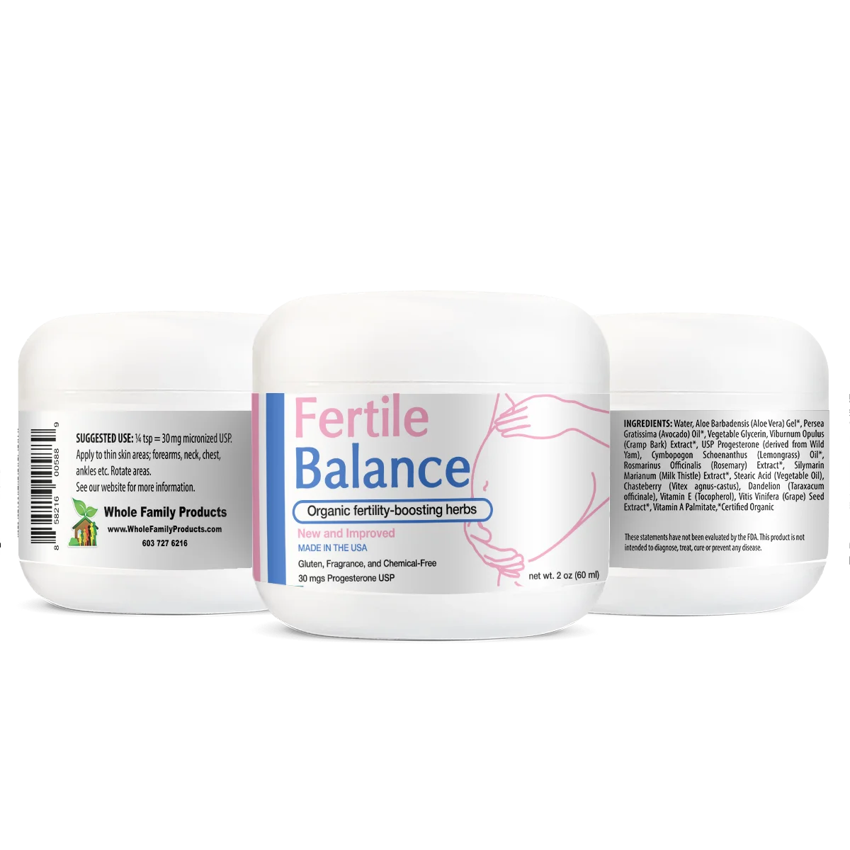 Fertile Balance Progesterone Cream - Organic USP Progesterone Help For Hormone Boost Fertility - New and Improved