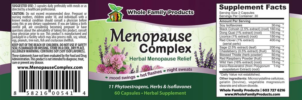 Menopause Complex Label