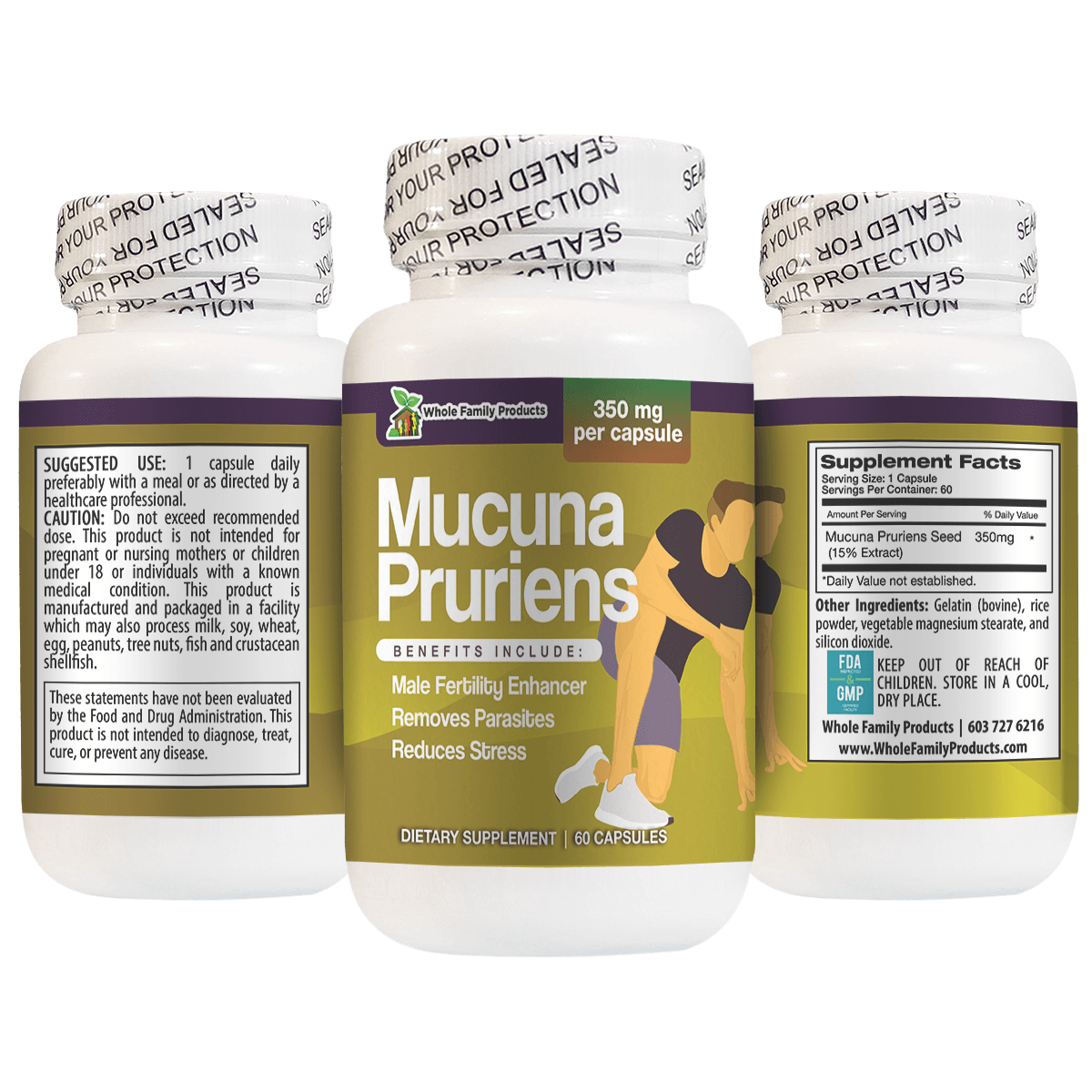 Mucuna Pruriens Supplement for Male Virility, Neuropathic Pain Relief